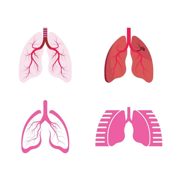 Lung Vektör Llüstrasyon Tasarım Logo Şablonunu Ayarla — Stok Vektör