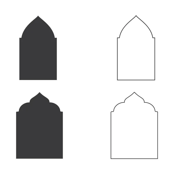 Stel Islamitisch Venster Pictogram Vector Illustratie Ontwerp Logo Template — Stockvector