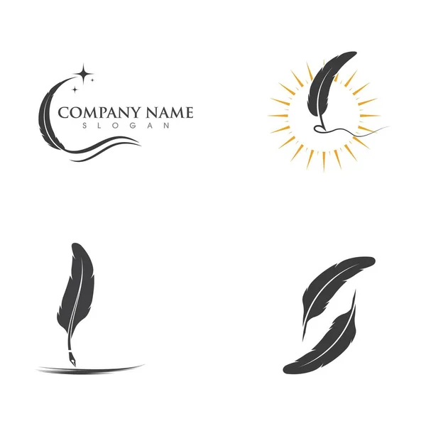 Feather Pen Icon Template Vector Illustration — Stock Vector