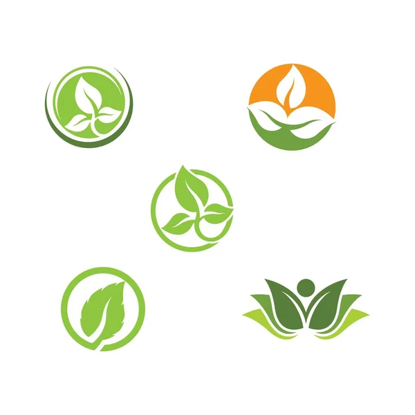 Logos Green Tree Ecology Nature Element Vector - Stok Vektor