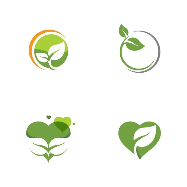 Logos Green Tree Ecology Nature Element Vector - Stok Vektor