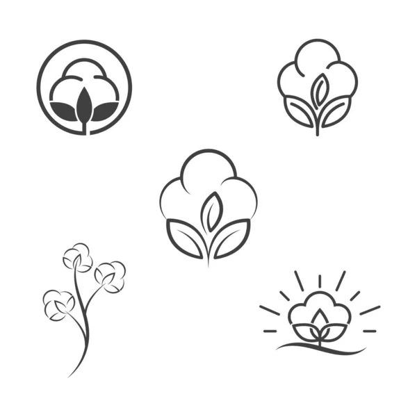 Бавовняна Квітка Векторні Іконки Шаблон Символ Природа — стоковий вектор