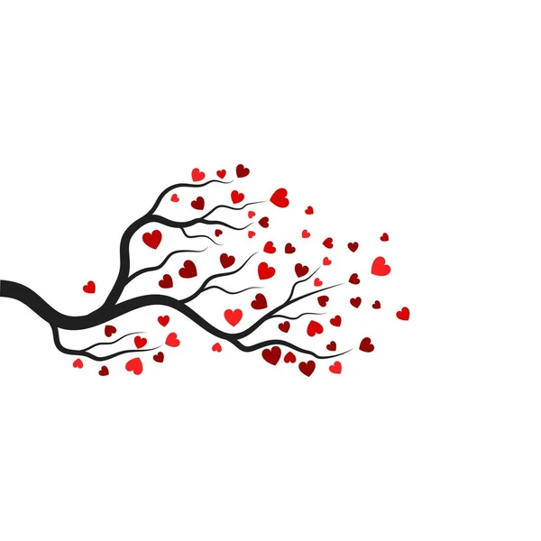 Шаблон Дизайна Векторной Иллюстрации Ветви Дерева Любви — стоковый вектор