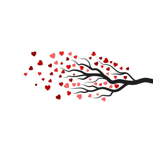 Arbre Branche Amour Vecteur Ilustration Conception Modèle — Image vectorielle