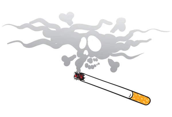 Fumer Tue Illustration Une Cigarette Allumée Avec Crâne Des Forme — Image vectorielle