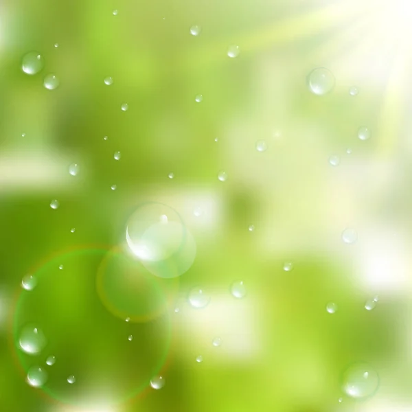 水滴は、緑色の背景で。プラス eps10 — ストックベクタ