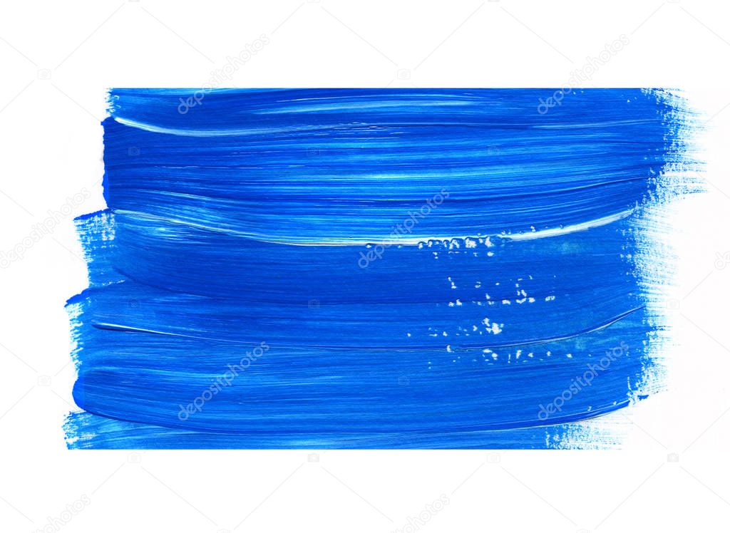 Abstract acrylic texture background. Blue brush stroke texture