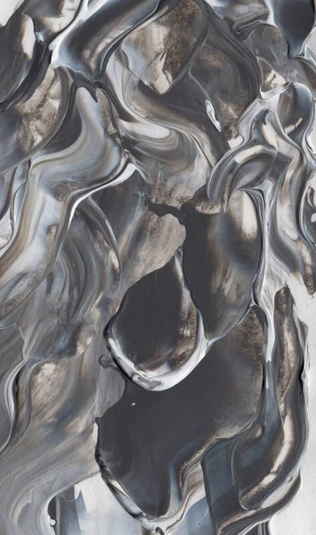 Pintura acrílica de fondo hecha a mano en gris y blanco. Fondo abstracto, textura —  Fotos de Stock