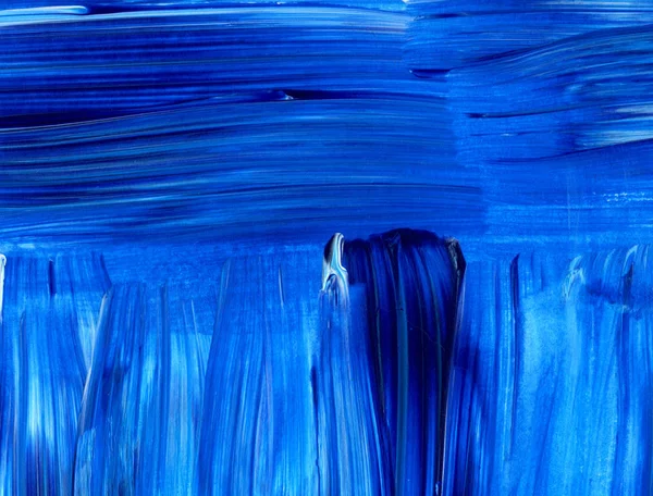 Pincel dinâmico acrílico azul. Textura pintada à mão, fundo — Fotografia de Stock