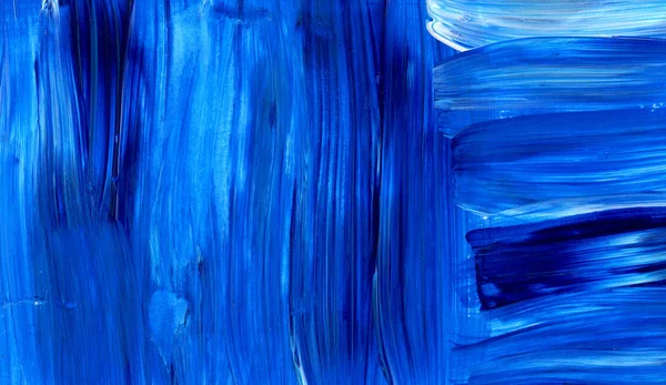 Blauwe acryl dynamische penseelstreek. Handgeschilderde textuur, achtergrond — Stockfoto