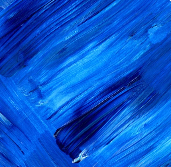 Blå akryl dynamiska penseldrag. Handmålade textur, bakgrund — Stockfoto