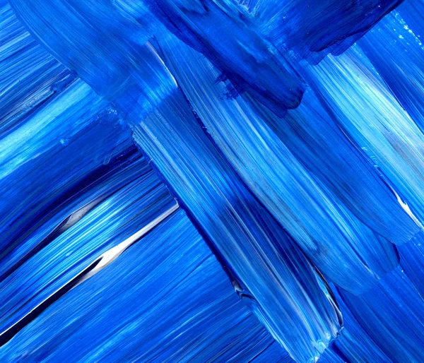Pincel Dinâmico Acrílico Azul Textura Pintada Mão Fundo — Fotografia de Stock
