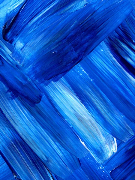 Pincel dinâmico acrílico azul. Textura pintada à mão, fundo — Fotografia de Stock