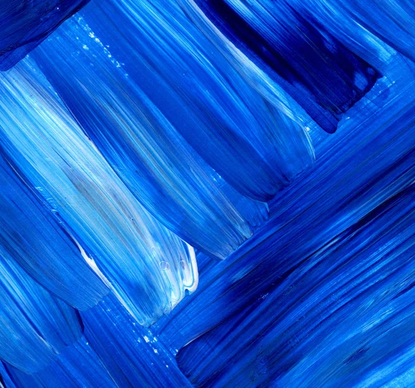 Mavi akrilik dinamik fırça darbesi. El doku, arka plan boyalı