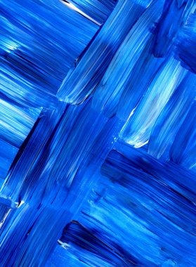 Mavi akrilik dinamik fırça darbesi. El doku, arka plan boyalı