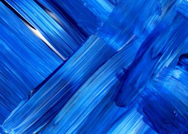 Mavi akrilik dinamik fırça darbesi. El doku, arka plan boyalı