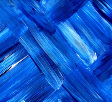 Mavi akrilik dinamik fırça darbesi. El doku, arka plan boyalı