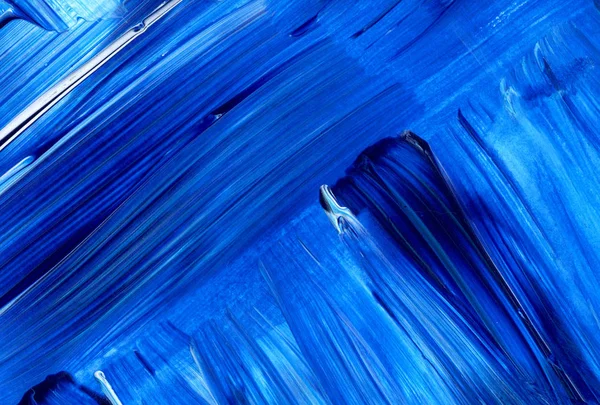 Pincel dinâmico acrílico azul. Textura pintada à mão, fundo — Fotografia de Stock