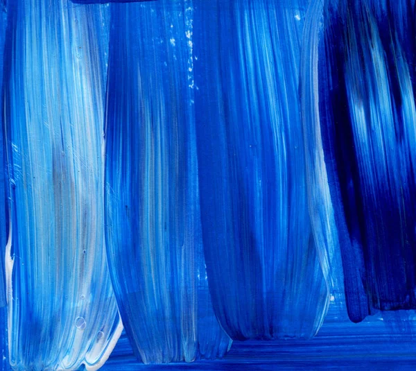 Blue acrylic dynamic brush stroke. Hand painted texture, background — Stock Photo, Image