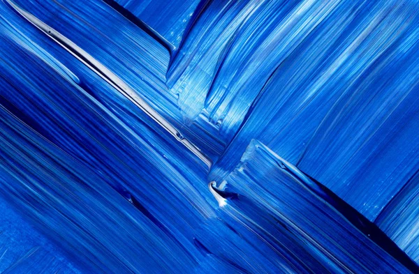 Pincel dinâmico acrílico azul. Textura pintada à mão, fundo — Fotografia de Stock