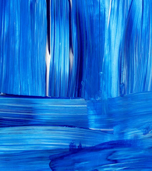 Pincel dinâmico acrílico azul. Textura pintada à mão, fundo — Fotografia de Stock