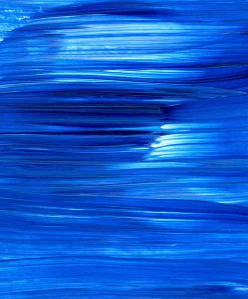 Pincel dinâmico acrílico azul. Textura pintada à mão, fundo — Fotografia de Stock