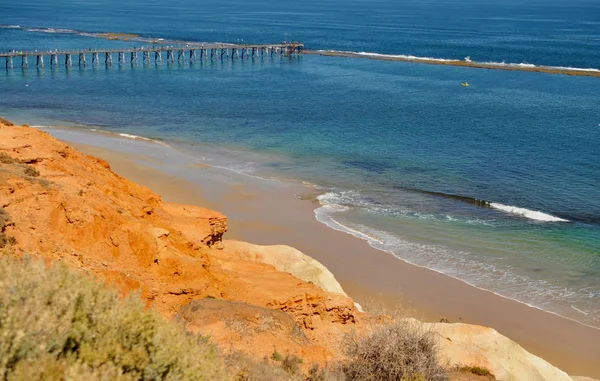 Port Willunga Adelaide Südaustralien Sonniger Küstenblick Auf Das Blaue Meer — Stockfoto