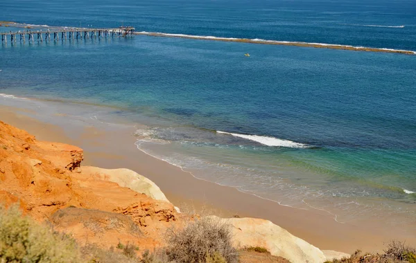 Port Willunga Adelaide Südaustralien Sonniger Küstenblick Auf Das Blaue Meer — Stockfoto