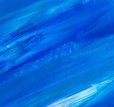 Yaratıcı mavi el boyası arka plan, duvar kağıdı, doku, fırça darbeleriyle tuval üzerinde akrilik boya. Modern sanat. Çağdaş sanat.