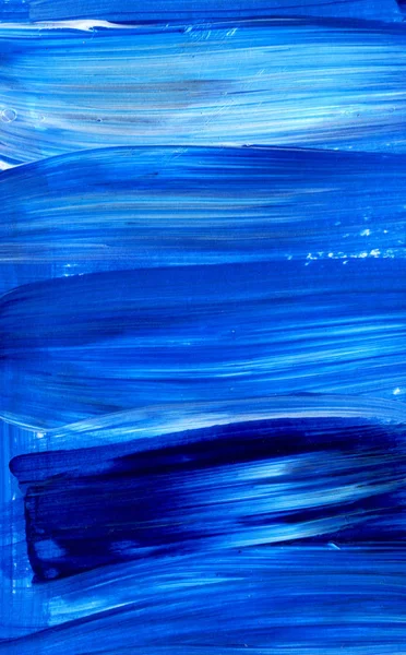富有创意的蓝色抽象手绘背景 画布上用笔画的丙烯酸 现代艺术 当代艺术 — 图库照片
