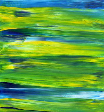 Yaratıcı yeşil el boyası arka plan, duvar kağıdı, doku, fırça darbeleriyle tuval üzerinde akrilik boya. Modern sanat. Çağdaş sanat.