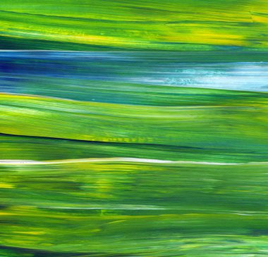 Yaratıcı yeşil el boyası arka plan, duvar kağıdı, doku, fırça darbeleriyle tuval üzerinde akrilik boya. Modern sanat. Çağdaş sanat.