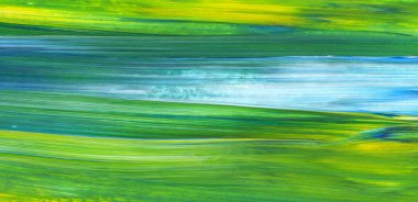 Yaratıcı yeşil el boyası arka plan, duvar kağıdı, doku, fırça darbeleriyle tuval üzerinde akrilik boya. Modern sanat. Çağdaş sanat.