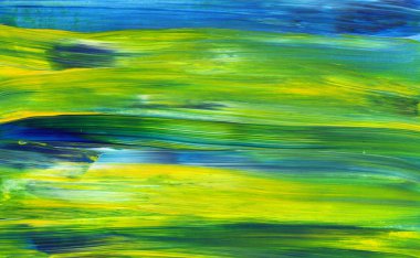 Yaratıcı yeşil el boyası arka plan, duvar kağıdı, doku, fırça darbeleriyle tuval üzerinde akrilik boya. Modern sanat. Çağdaş sanat.