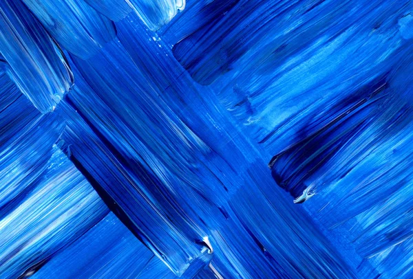 Mavi soyut el boyası arka plan, duvar kağıdı, doku, fırça darbeleriyle tuval. Modern sanat. Çağdaş sanat.