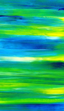 Mavi ve yeşil el akrilik resim çizmiş. Soyut sanat geçmişi, doku. Fırça darbeleri. Çağdaş sanat. - Görüntü