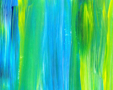 Mavi ve yeşil el akrilik resim çizmiş. Soyut sanat geçmişi, doku. Fırça darbeleri. Çağdaş sanat. - Görüntü