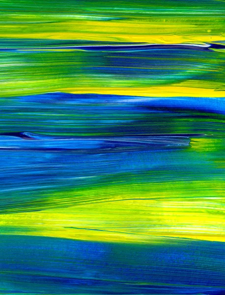 Pintura Acrílica Desenhada Mão Azul Verde Arte Abstrata Fundo Textura — Fotografia de Stock