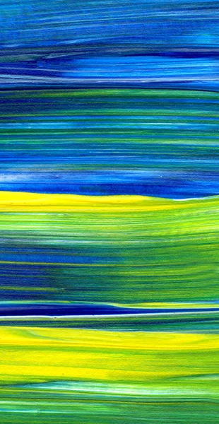 Peinture Acrylique Dessinée Main Bleue Verte Art Abstrait Fond Texture — Photo