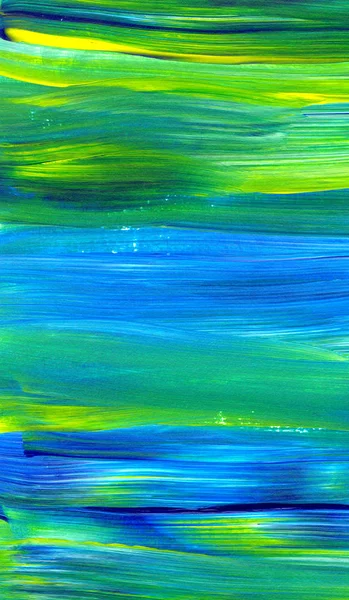 Blauw Groen Met Hand Getekend Acrylverf Abstracte Kunstachtergrond Textuur Penseelstreken — Stockfoto