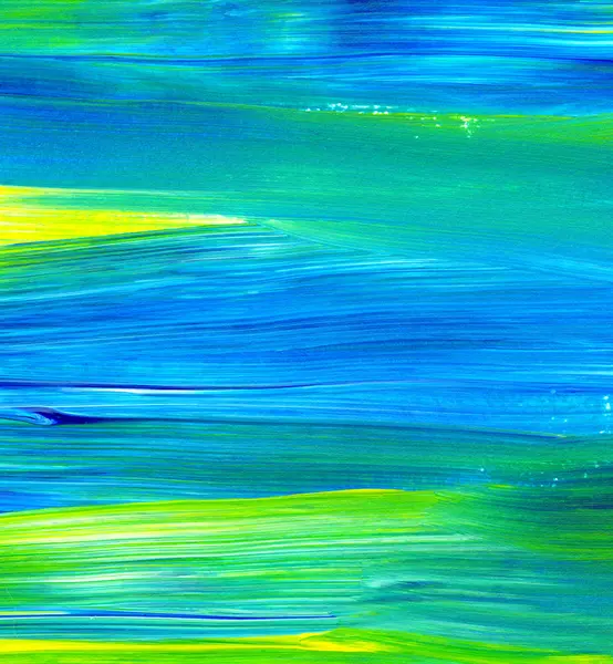 Blauw Groen Met Hand Getekend Acrylverf Abstracte Kunstachtergrond Textuur Penseelstreken — Stockfoto