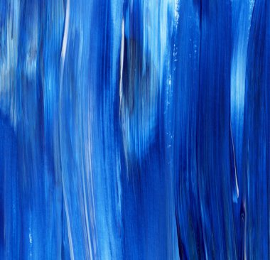 Yaratıcı mavi el boyası arkaplan, duvar kağıdı, doku, fırça darbeleriyle tuval üzerinde akrilik resmin yakın plan parçası.