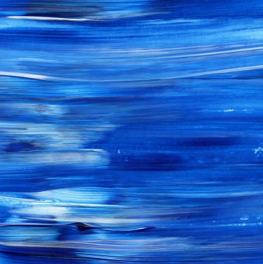 Yaratıcı mavi el boyası arkaplan, duvar kağıdı, doku, fırça darbeleriyle tuval üzerinde akrilik resmin yakın plan parçası.