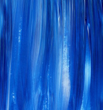 Yaratıcı mavi el boyası arkaplan, duvar kağıdı, doku, fırça darbeleriyle tuval üzerinde akrilik resmin yakın plan parçası.