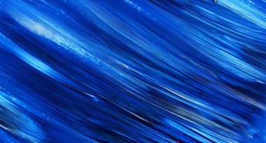 Yaratıcı mavi el boyası arkaplan, duvar kağıdı, doku, fırça darbeleriyle tuval üzerinde akrilik resmin yakın plan parçası.