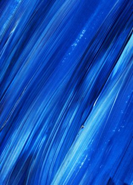 Yaratıcı mavi el boyası arkaplan, duvar kağıdı, doku, fırça darbeleriyle tuval üzerinde akrilik resmin yakın plan parçası.