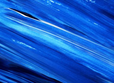 Yaratıcı mavi el boyası arkaplan, duvar kağıdı, doku, fırça darbeleriyle tuval üzerinde akrilik resmin yakın plan parçası.