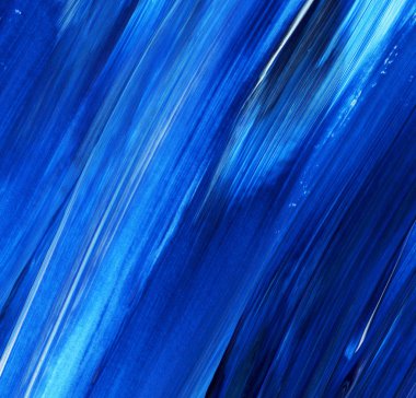 Yaratıcı mavi el boyası arkaplan, duvar kağıdı, doku, fırça darbeleriyle tuval üzerinde akrilik resmin yakın plan parçası.