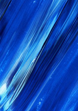 Yaratıcı mavi el boyası arkaplan, duvar kağıdı, doku, fırça darbeleriyle tuval üzerinde akrilik resmin yakın plan parçası.