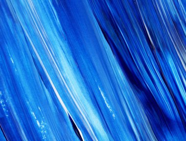 Yaratıcı mavi el boyası arkaplan, duvar kağıdı, doku, fırça darbeleriyle tuval üzerinde akrilik resmin yakın plan parçası.